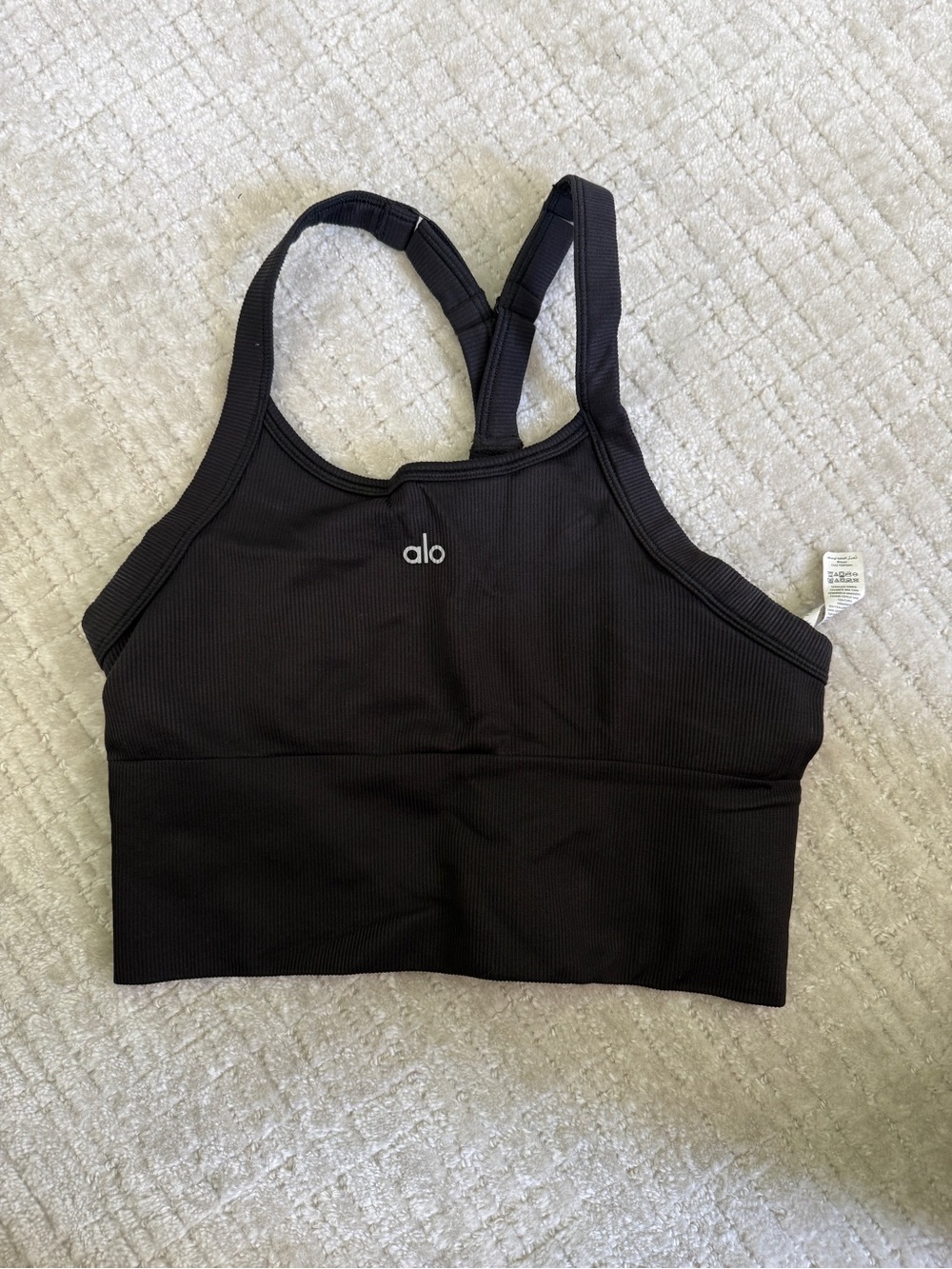 ALO Yoga Black Ribbed Sports Bra